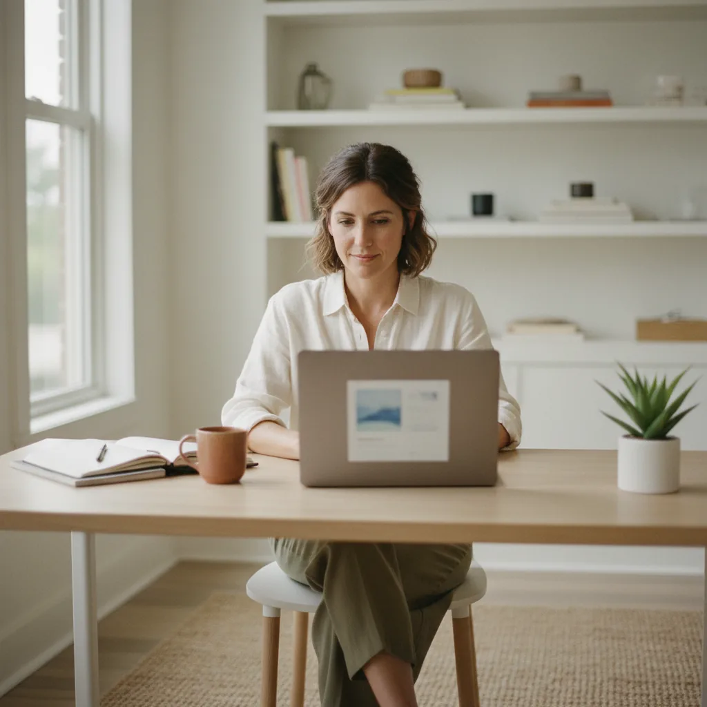 Auto-entrepreneur consultant son site internet professionnel depuis son bureau à domicile