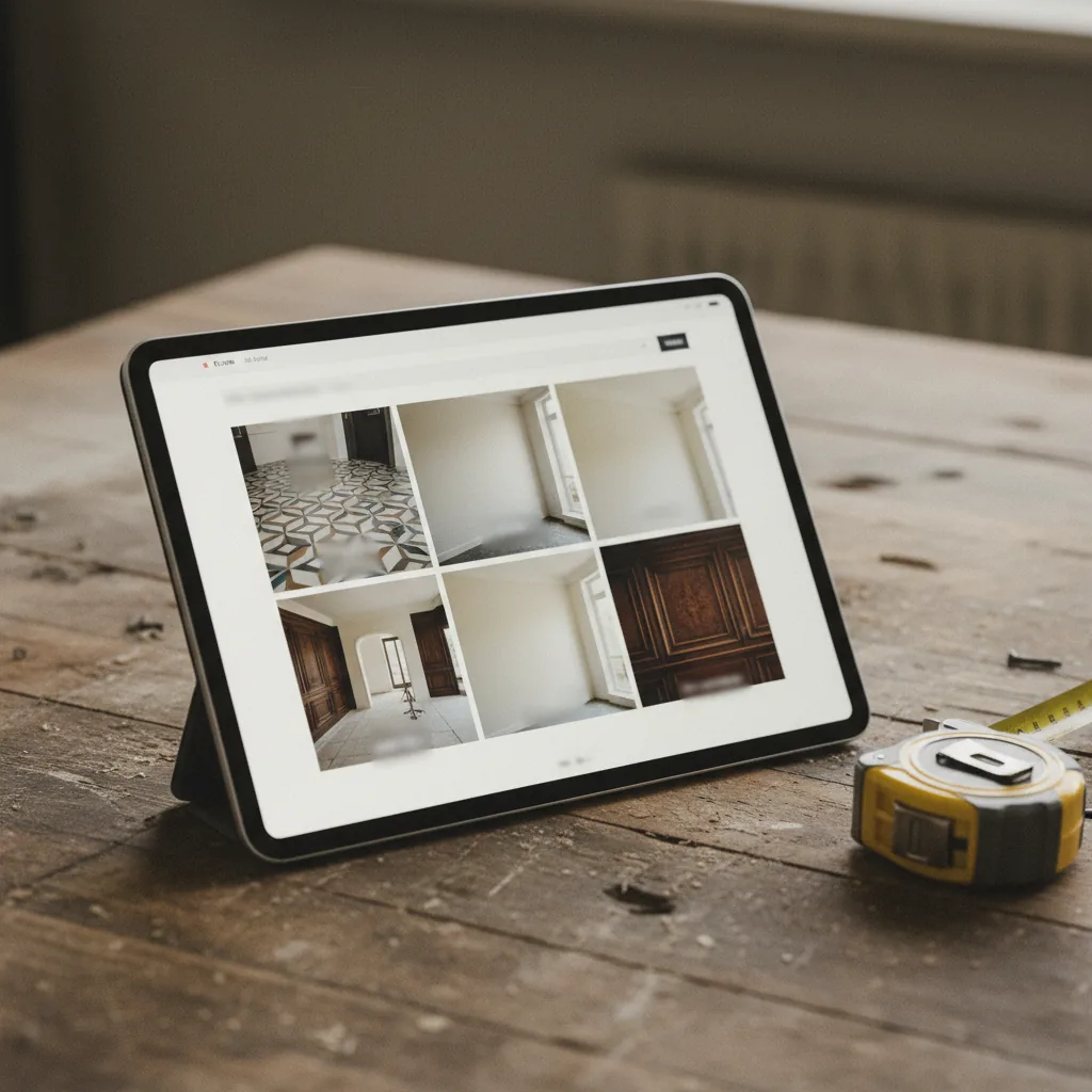 Galerie de réalisations d'un artisan affichée sur un site vitrine professionnel, avec organisation par type de travaux