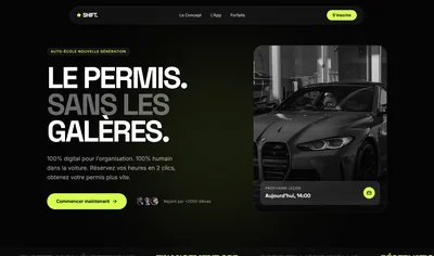 Maquette de site internet pour auto-école avec mise en avant des formations.