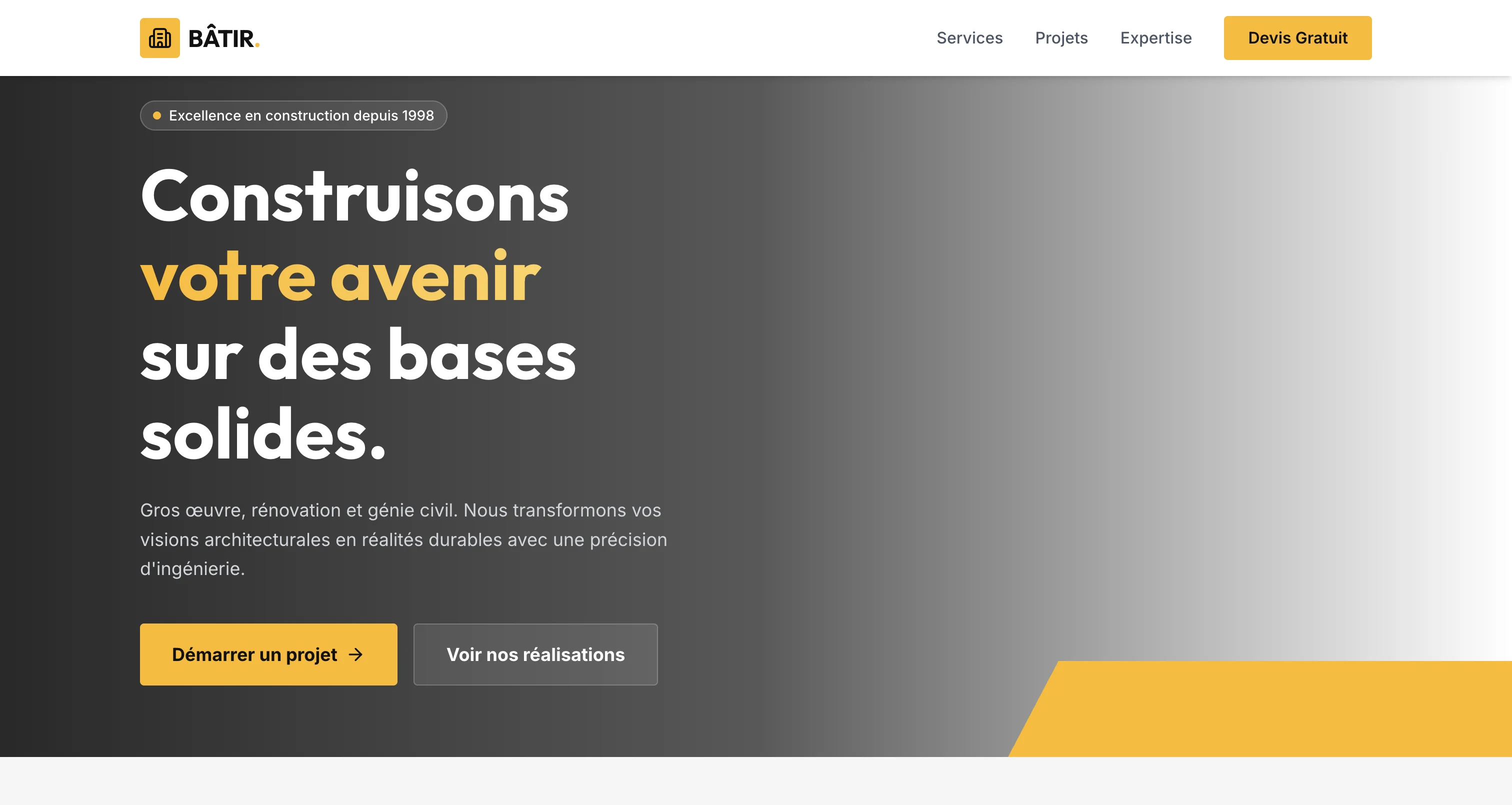 Création de site web pour entreprise du bâtiment et travaux.