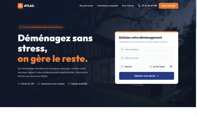 Maquette de site internet pour entreprise de déménagement.