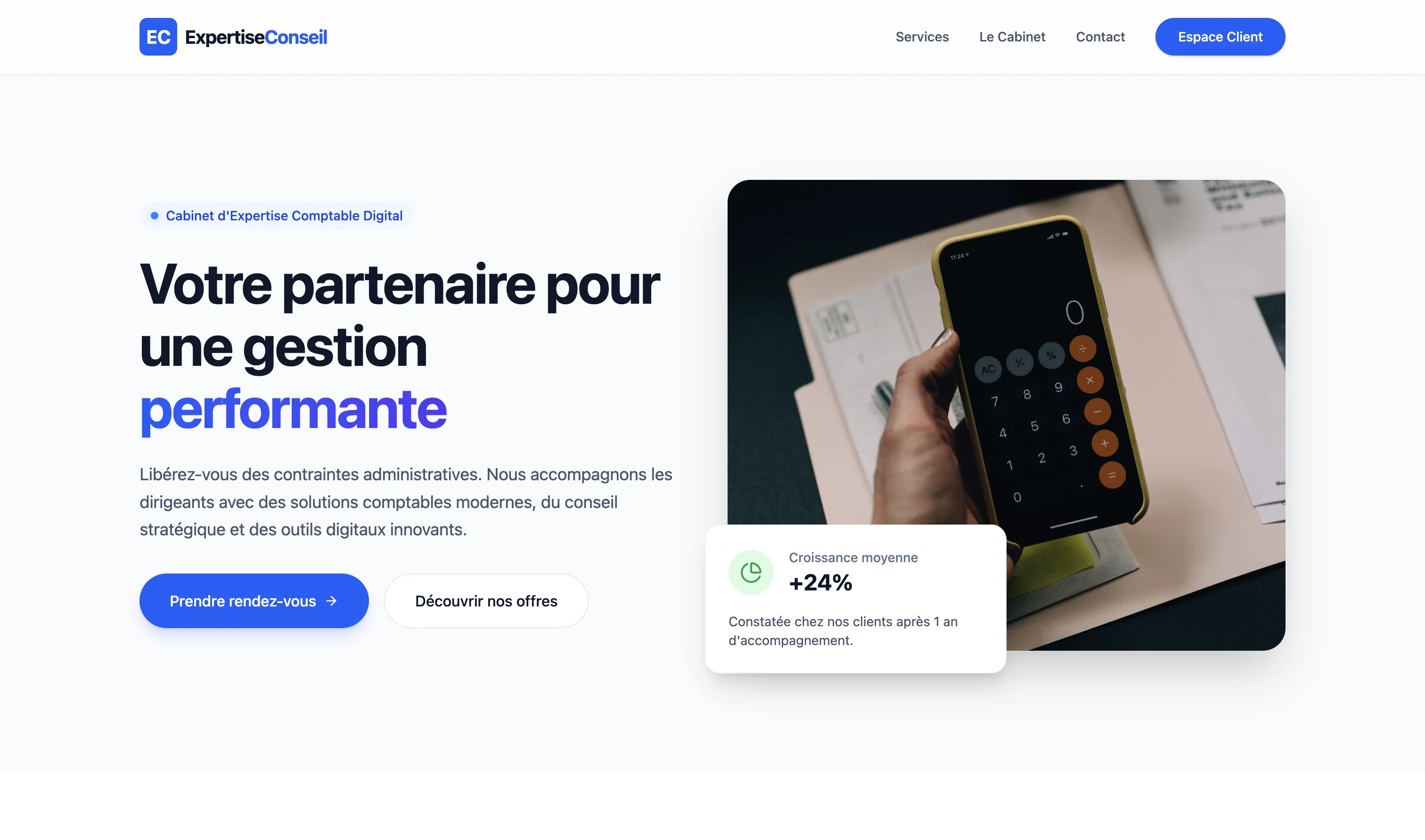 Site internet pour cabinet d'expertise comptable.