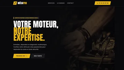 Site web pour garage automobile avec services et contact rapide.