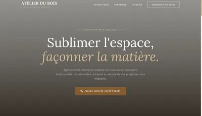 Site web pour menuisier avec portfolio de réalisations sur-mesure.