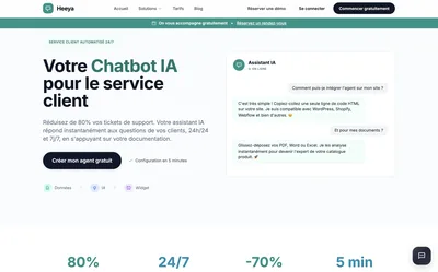 Interface web pour solution de chatbot intelligent propulsé par l'IA.