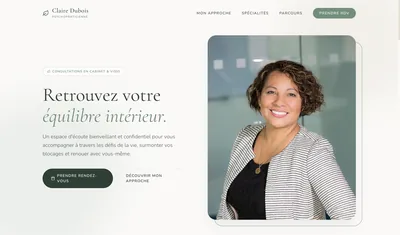 Exemple de site vitrine pour thérapeute avec prise de contact simplifiée.